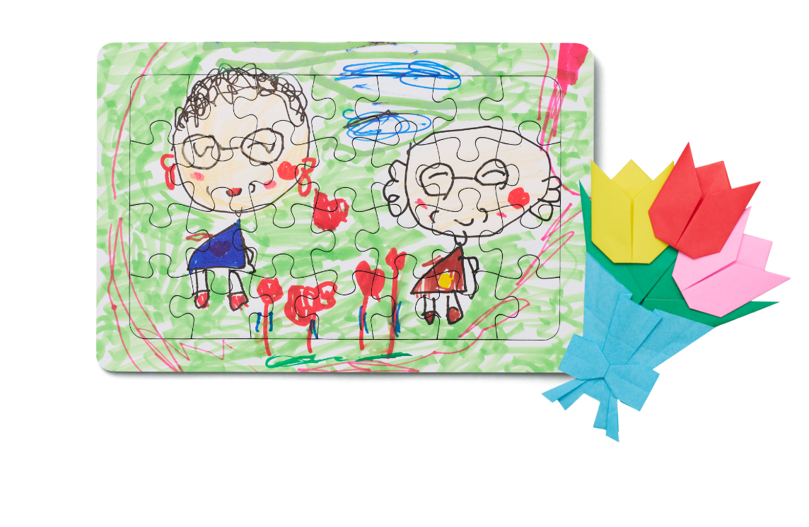 子どもたちの作品を入れて、おじいちゃんおばあちゃんへの親孝行ギフトに！